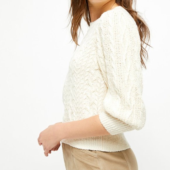NWT Free People Villa Cable Pullover / Ivo… - Picture 3 of 5